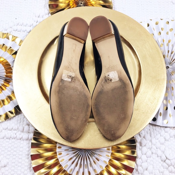 J. Crew Janey Flats Black Patent Leather Gold Heel - Picture 6 of 7